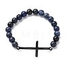 Round Natural Sodalite Bead Stretch Bracelets BJEW-F493-08EB-02-2