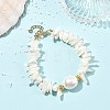 Ocean Oval Shell Pearl & Natural Shell Chip Beaded Bracelets for Women BJEW-JB14396-1