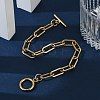 Ion Plating(IP) 304 Stainless Steel Paperclip Chain Bracelets BJEW-O186-03G-5