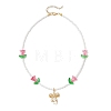 Alloy Bowknot Pendant Tulip Flower Glass Seed Beaded Necklaces for Women NJEW-MZ00148-02-3