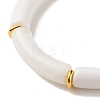 Two Tone Acrylic Curved Tube Beaded Stretch Bracelet BJEW-JB07971-01-4