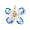 Two Tone Glass Seed Beaded Butterfly Pendants PALLOY-MZ00556-2