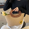 Flower Patchwork Woven Pattern Handheld Basket Bag PW-WG44119-02-3