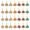 28Pcs 7 Styles Tibetan Style Alloy Gemstone Chip European Dangle Charms PALLOY-FH00009-1