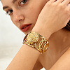 Ocean 304 Stainless Steel Hollow Starfish Shell Shape Open Cuff Bangles for Women WGCF8EC-01-1