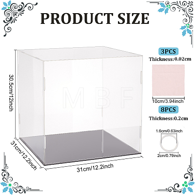 Rectangle Transparent Acrylic Minifigures Display Boxes with Black Base ODIS-WH0030-50B-1