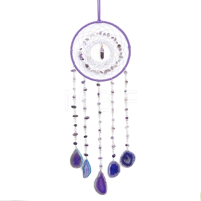 Natural Amethyst & Agate Window Hanging Pendant Decorations G-PW0007-090-1