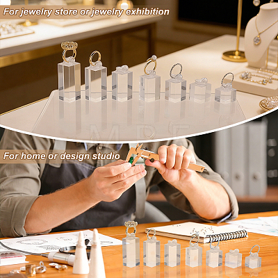 7Pcs 7 Sizes Acrylic Ring Display Riser Stand Sets ODIS-WH0099-256A-1