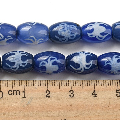 Blue Tibetan Style dZi Beads Strands TDZI-NH0001-C04-01-1