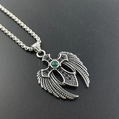 Vintage Gothic 304 Stainless Steel Cubic Zirconia Pendant Necklaces ZQ9567-1