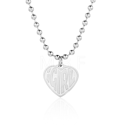 Stainless Steel Heart Pendant Girls Letter Necklaces JH2585-1