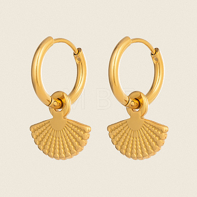 304 Stainless Steel Fan Shaped Huggie Hoop Earrings UO2750-1