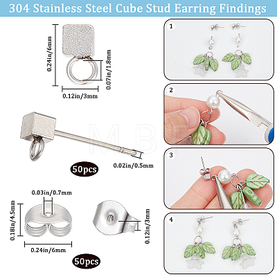 SUNNYCLUE 50Pcs 304 Stainless Steel Stud Earring Findings STAS-SC0006-56-1