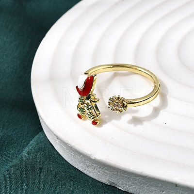 Brass Micro Pave Cubic Zirconia Cuff Rings for Women RJEW-L336-01G-02-1