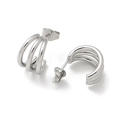 304 Stainless Steel Triple C-Shaped Stud Earrings for Women EJEW-C096-68P-01-1