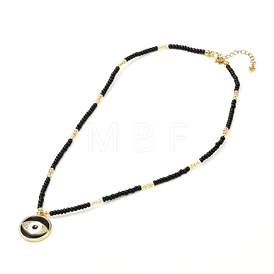 Evil Eye Brass Micro Pave Cubic Zirconia Pendant Necklace for Girl Women NJEW-JN03692-1