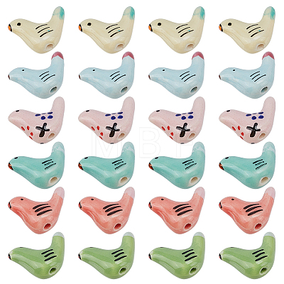 28Pcs 7 Colors Handmade Porcelain Beads PORC-GO0001-02-1