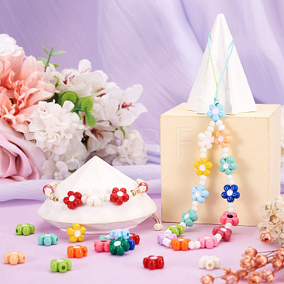 30Pcs 15 Colors Baking Paint Opaque Acrylic Beads MACR-TA0003-04-1
