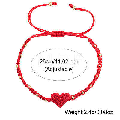 Braided Nylon Thread Heart Adjustable Bracelets ZR3363-1-1