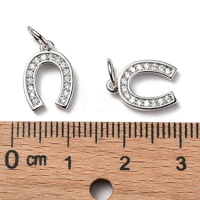 CZ Brass Micro Pave Cubic Zirconia Horse Shoe Charms ZIRC-L018-13P-1