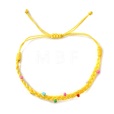 Glass Round Beads Braided Bead Bracelets LB7339-4-1