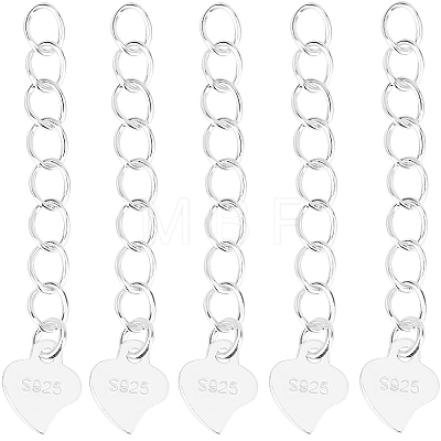 Beebeecraft 10Pcs 925 Sterling Silver Curb Chains Extender STER-BBC0006-12-1