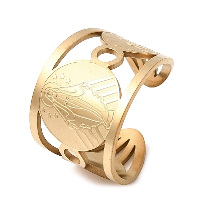 304 Stainless Steel Open Cuff Rings for Women RJEW-A099-01G-1