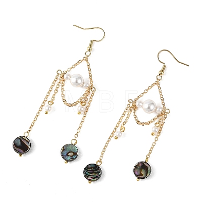 Paua Shell & Shell Pearl Dangle Earrings EJEW-JE07413-1
