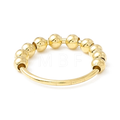 Brass Rotating Beaded Finger Ring RJEW-H102-01G-1