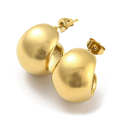 Ion Plating(IP) 304 Stainless Steel Round Stud Earrings EJEW-E288-05G-1
