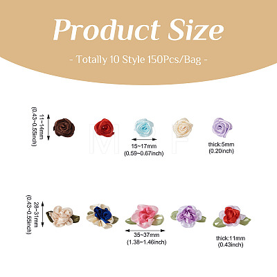  Jewelry 10 Style Polyester Imitation Flower Ornamenrt Accessories DIY-PJ0001-33-1