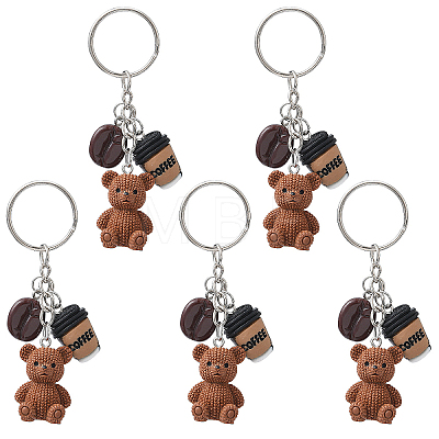 5Pcs Opaque Resin Keychains KEYC-YW00242-01-1