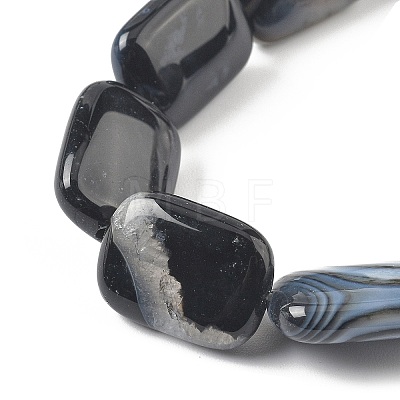 Natural Black Agate Beads Strands G-K392-B02-13x18mm-1