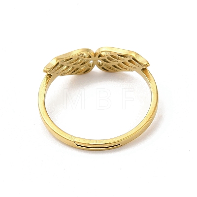 Ion Plating(IP) 304 Stainless Steel Hollow Wings Adjustable Ring for Women RJEW-L107-033G-1