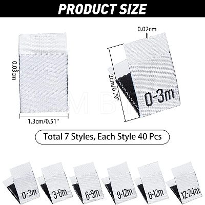  280Pcs 7 Style Neonatal Month Clothing Labels Size FIND-NB0001-45-1