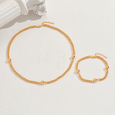 Brass Round Bead Necklaces & Bracelets Set for Women QP2137-1