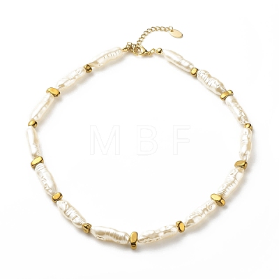 ABS Imitation Pearl & Synthetic Hematite Beaded Necklace for Women NJEW-JN03917-1
