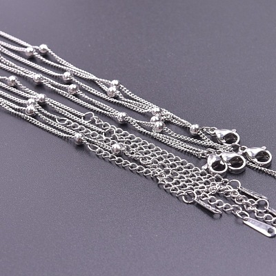 1.5mm Unisex 304 Stainless Steel Satellite Chains Necklaces GC8699-1-1