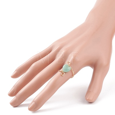 Gemstone Heart Beaded Finger Ring RJEW-JR00513-1