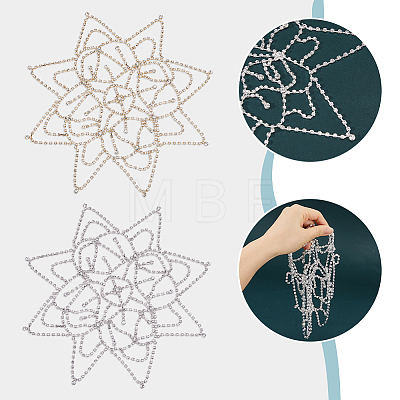 2Pcs 2 Colors Brass Rhinestone Tassel Chain Headbands for Women OHAR-HS0001-06-1