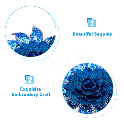  4Pcs 4 Colors 3D Flower Pattern Polyester Fabrics Computerized Embroidery Cloth Sew on Appliques PATC-NB0001-15A-1