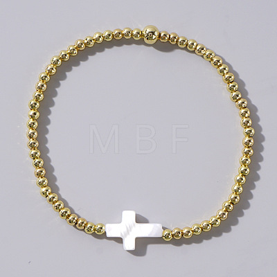 Beach Style Brass and Cross Shell beads Bracelet for Women Layered Wear NR0420-2-1