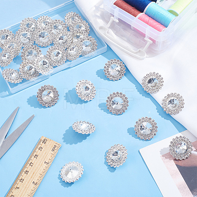 MAYJOYDIY US 30Pcs Alloy Rhinestone Shank Buttons BUTT-MA0001-03-1