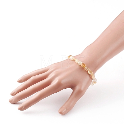 Natural Citrine(Dyed & Heated) Beads Stretch Bracelets BJEW-JB05879-01-1