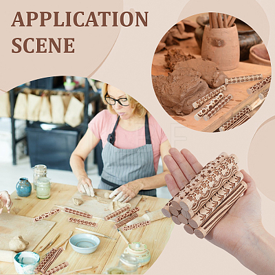 10Pcs 10 Styles Wood Rolling Pin AJEW-GF0014-29-1