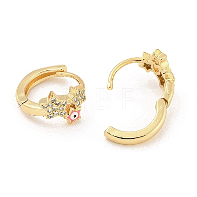 Star with Evil Eye Real 18K Gold Plated Brass Hoop Earrings EJEW-L269-084G-02-1