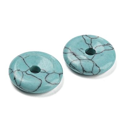 Synthetic Turquoise Dyed China Safety Buckle Pendants G-B052-07-1