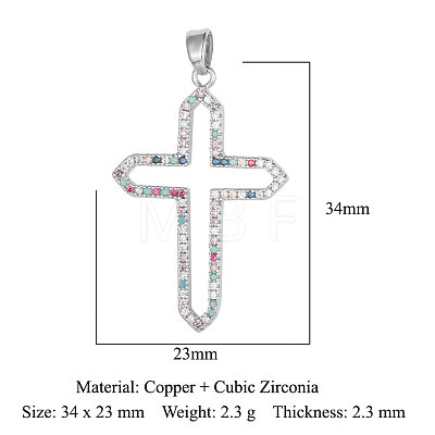Brass Micro Pave Colorful Cubic Zirconia Pendants ZIRC-OY009-01P-1