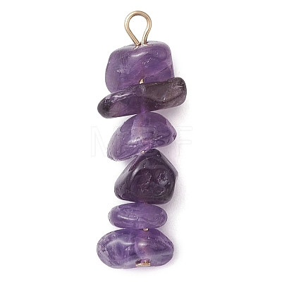 Gradient Color Natural Amethyst & Natural Blue Lace Agate Chip Beaded Pendants PALLOY-JF02795-03-1