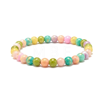 Natural Jade Beaded Stretch Bracelets BJEW-JB07789-02-1